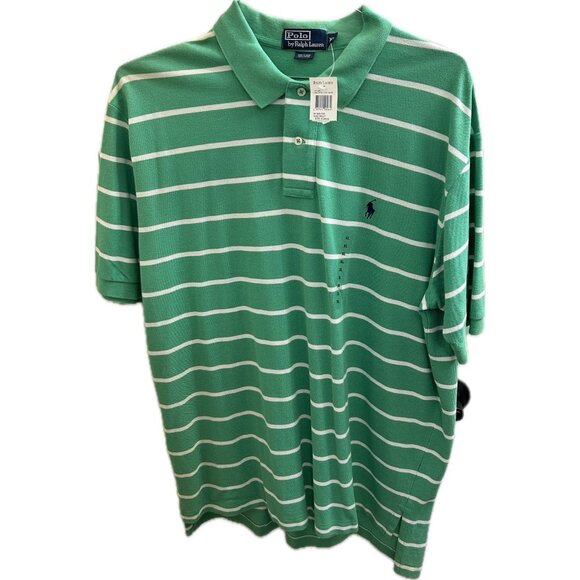 POLO RALPH LAUREN GREEN WHITE STRIPE Blue  PONY CLASSIC FIT NWT XL Vtg Y2K - Picture 1 of 7